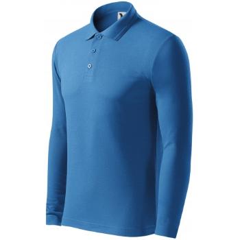 Męska koszulka polo z długim rękawem, jasny niebieski, 3XL
