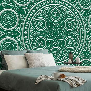 Samoprzylepna tapeta delikatna etniczna mandala w kolorze zielonym - 225x150