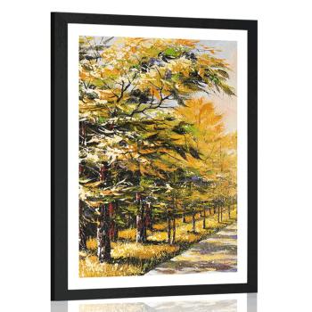 Plakat z passe-partout aleja drzew - 40x60 black