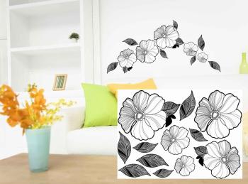 Dekoracyjne naklejki  na ściennu eleganckie czarno-białe kwiaty - 50x70