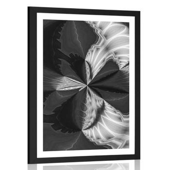 Plakat z passe-partoutystyczna abstrakcja w czerni i bieli - 20x30 silver