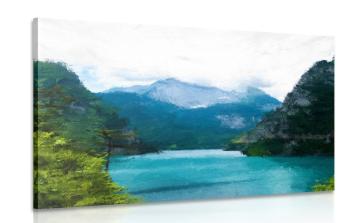 Obraz malowane górskie jezioro - 60x40