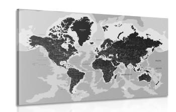Obraz nowoczesna czarno-biała mapa - 60x40