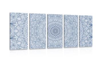 5-częściowy obraz szczegółowa dekoracyjna Mandala w kolorze niebieskim - 100x50