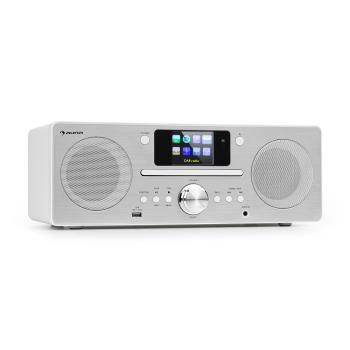 Auna Harvard, system kompaktowy, Internet/DAB+ i radio UKF-FM, odtwarzacz CD, Bluetooth, białe