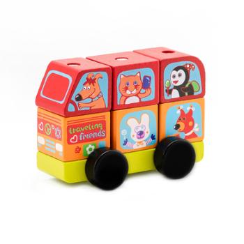 Cubika Toys Drewniana zabawka Mini Bus Wesołe zwierzątka