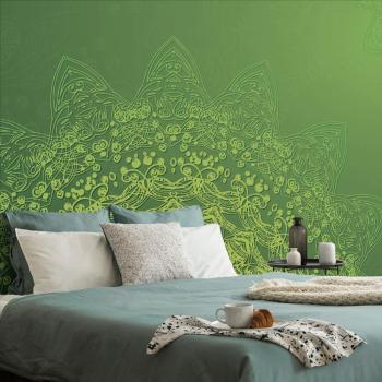 Samoprzylepna tapeta nowoczesne elementy mandali w kolorze zielonym - 225x150