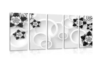 5-częściowy obraz biżuteria w wersji czarno-białej - 100x50