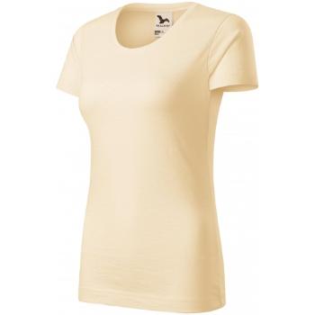 T-shirt damski, teksturowana bawełna organiczna, migdałowy, XL