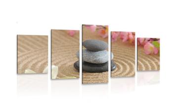 5-częściowy obraz Ogród Zen i kamienie w piasku - 100x50