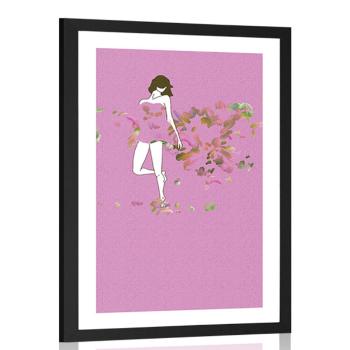 Plakat passepartout dziewczyna w różowym uścisku - 60x90 black