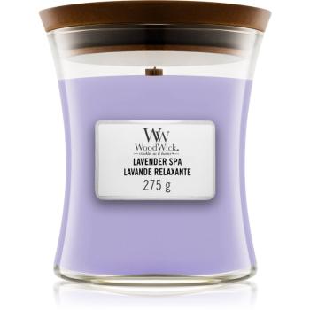 Woodwick Lavender Spa świeczka zapachowa z drewnianym knotem 275 g