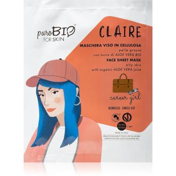 puroBIO Cosmetics Claire Career Girl maseczka płócienna o działaniu silnie nawilżajacym i odżywczym z aloesem 15 ml