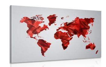 Obraz mapa świata w grafice wektorowej w kolorze czerwonym - 90x60