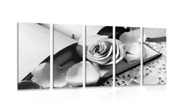5-częściowy obraz czarno-biała martwa natura z kluczykiem - 100x50