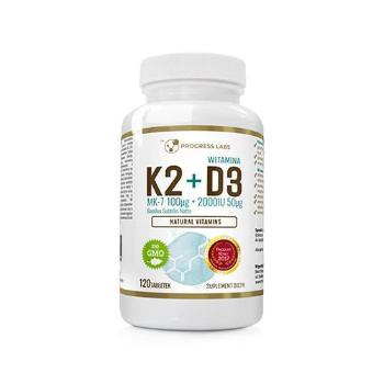 PROGRESS LABS Vitamin K2 MK-7 100mcg + D3 2000IU - 120tabs