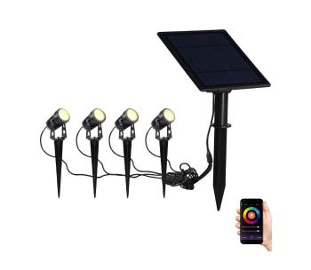 NEO 07903L - LED RGB Ściemnialna lampa solarna 4xLED/1W/5,5V IP65 Tuya