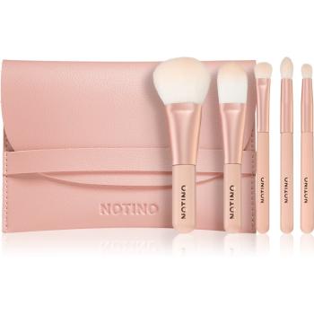 Notino Pastel Collection Travel brush set with pouch zestaw podróżny pędzli z kosmetyczką 1 szt.