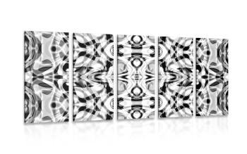 5-częściowy obraz abstrakcja w wersji czarno-białej - 100x50