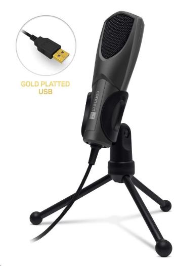 CONNECT IT YouMic mikrofon USB, pozłacane złącze USB, antracyt