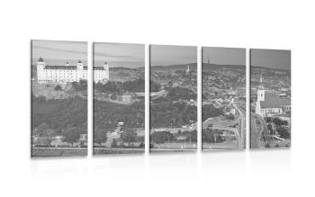 5-częściowy obraz wieczór w Bratysławie w wersji czarno-białej - 100x50