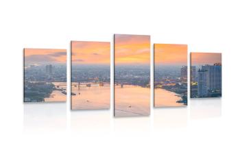 5-częściowy obraz zachód słońca w Bangkoku - 200x100