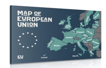 Obraz mapa edukacyjna z nazwami państw Unii Europejskiej - 120x80