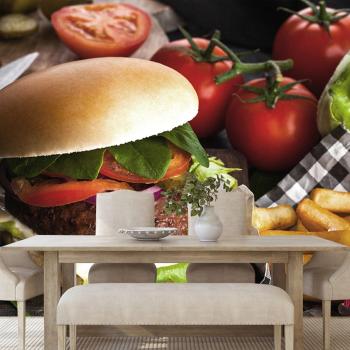 Samoprzylepna fototapeta amerykański hamburger - 150x100