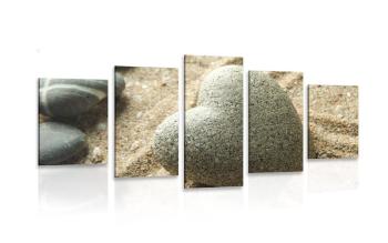 5-częściowy obraz Kamień Zen w kształcie serca - 200x100