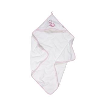 Playshoes Ręcznik z kapturem frotte słonik biało-różowy