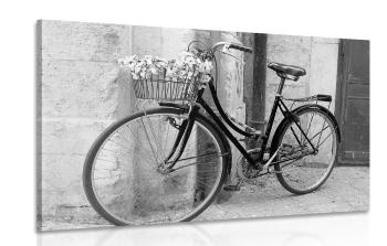 Obraz rustykalny rower w wersji czarno-białej - 90x60