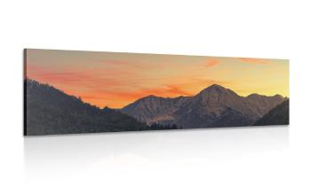Obraz zachód słońca w górach - 135x45
