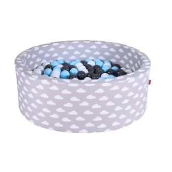 knorr® toys Basen z piłkami - Grey white clouds - 300 piłek creme/grey/lightblue