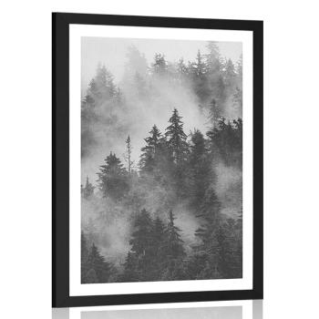 Plakat z passe-partout góry we mgle w czerni i bieli - 60x90 black