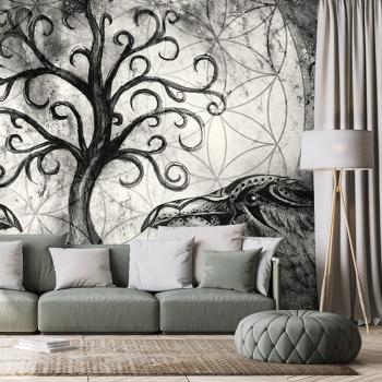 Tapeta czarno-białe magiczne drzewo życia - 450x300
