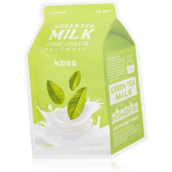A´pieu One-Pack Milk Mask Green Tea maska łagodząca w płacie do skóry tłustej i mieszanej 21 g