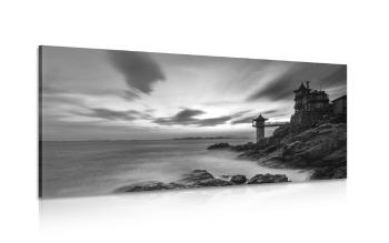 Obraz piękny krajobraz nad morzem w wersji czarno-białej