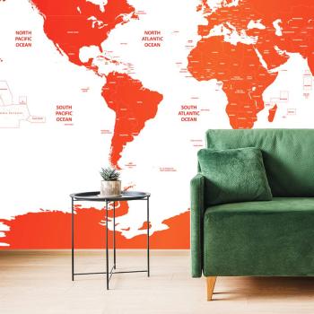 Samoprzylepna tapeta mapa świata z poszczególnymi państwami na czerwono - 225x150