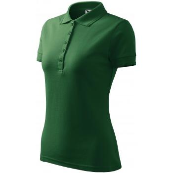Damska elegancka koszulka polo, butelkowa zieleń, 2XL