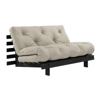 Sofa rozkładana z lnianym pokryciem Karup Design Roots Black/Linen