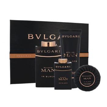 Bvlgari Man In Black zestaw Edp 100ml + 15ml Edp + 100ml Balsam po goleniu + 100g Mydło do golenia dla mężczyzn