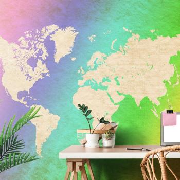Samoprzylepna tapeta pastelowa mapa świata - 450x300