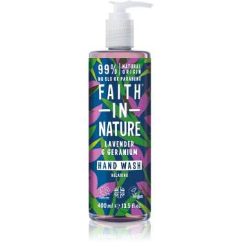 Faith In Nature Lavender & Geranium naturalne mydło do rąk o zapachu lawendy 400 ml