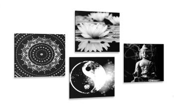 Zestaw obrazów Feng Shui w wersji czarno-białej - 4x 40x40