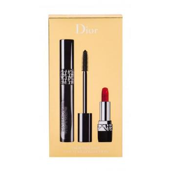 Christian Dior Diorshow Pump´N´Volume HD zestaw Tusz do rzęs 6 g + Pomadka Mini Rouge 999 1,5 g dla kobiet Uszkodzone pudełko 090 Black Pump
