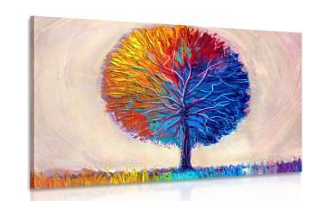 Obraz kolorowe akwarelowe drzewo - 120x80