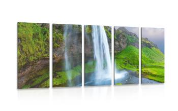 5-częściowy obraz wodospad w Islandii - 100x50