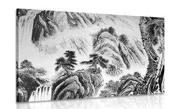 Obraz chiński pejzaż czarno-biały - 60x40