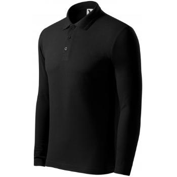 Męska koszulka polo z długim rękawem, czarny, XL