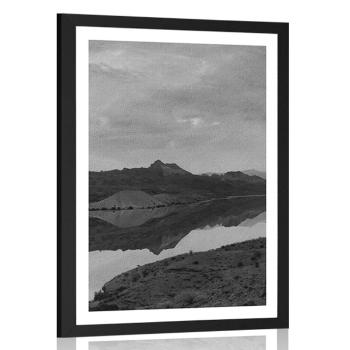 Plakat z passe-partout czarno-biały krajobraz - 20x30 white